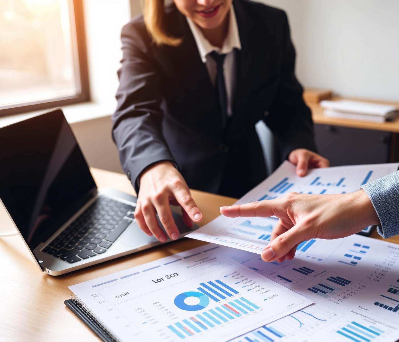 Contadores da Savvy analisando relatórios financeiros